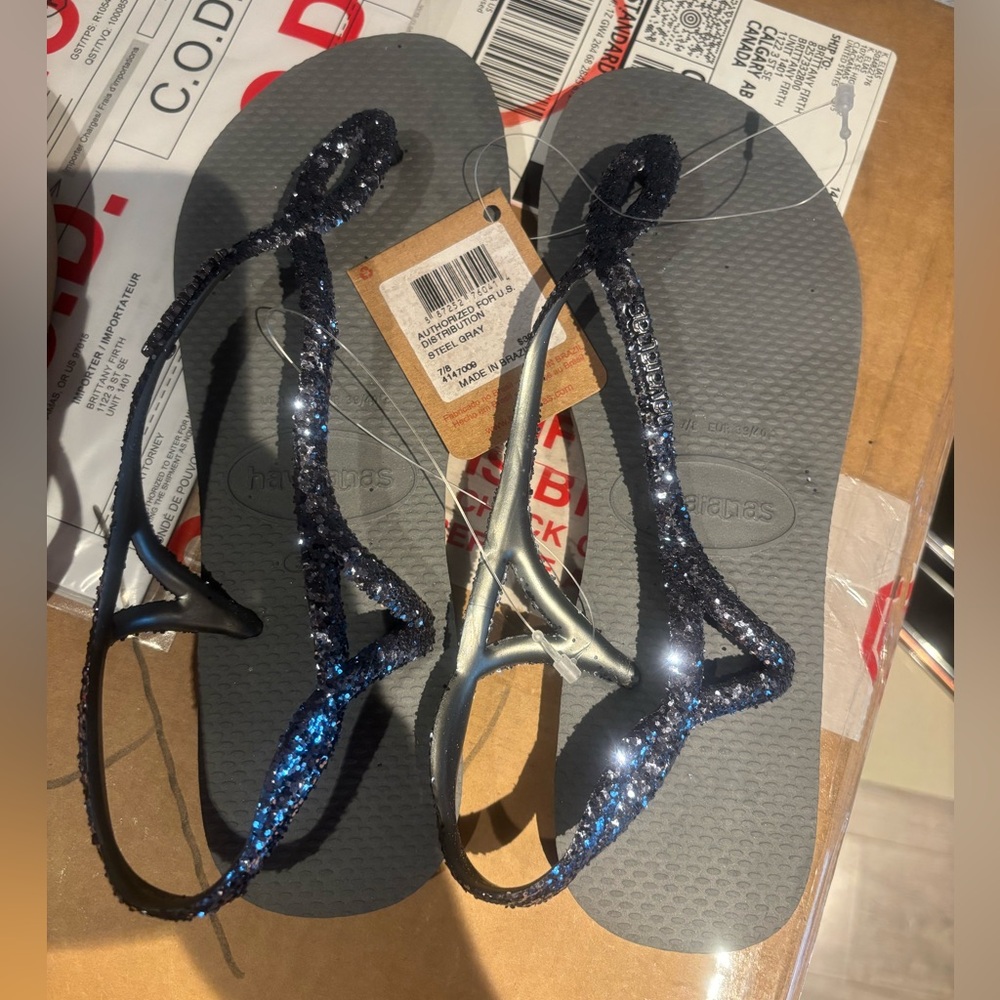 NWT HAVIANAS BLUE SANDALS WOMEN’S SZ 7/8